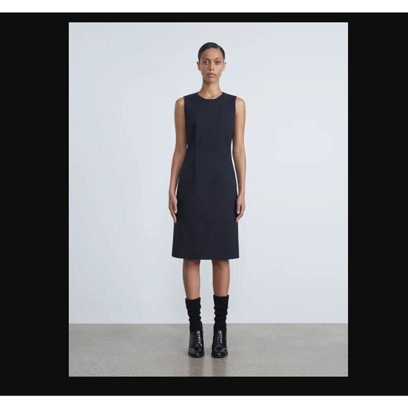 Lafayette 148 New York Size 4 Blue Stretch Wool Sleeveless Sheath Career Dress - Picture 2 of 8